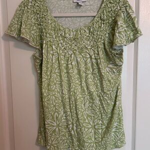 Style & Co. Light Green Leaf Pattern Blouse